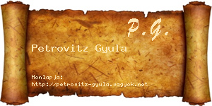 Petrovitz Gyula névjegykártya